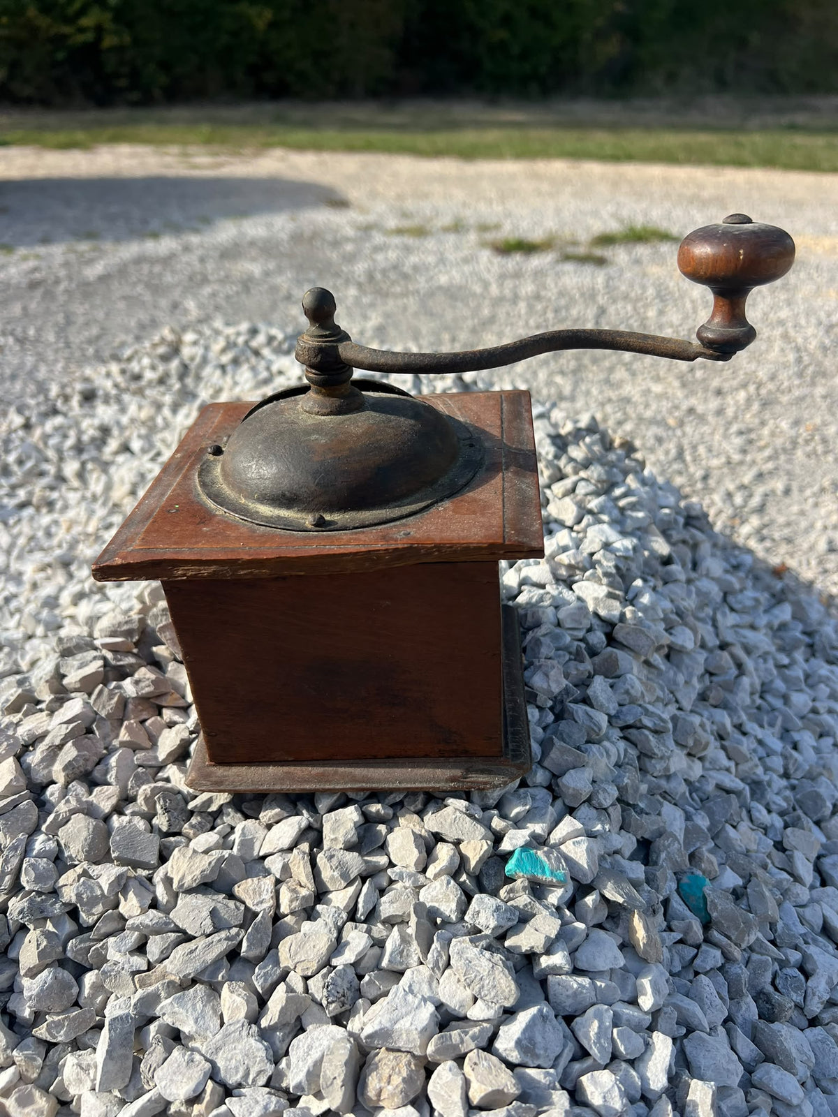 Antique French Coffee Grinder, Japy Frères & Cie, Wood and Iron
