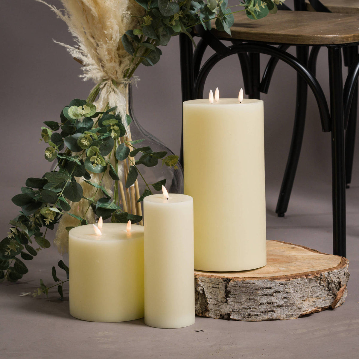 Cream Wax LED Pillar Candle