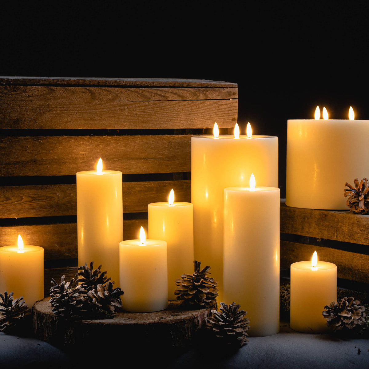 Cream Wax LED Pillar Candle