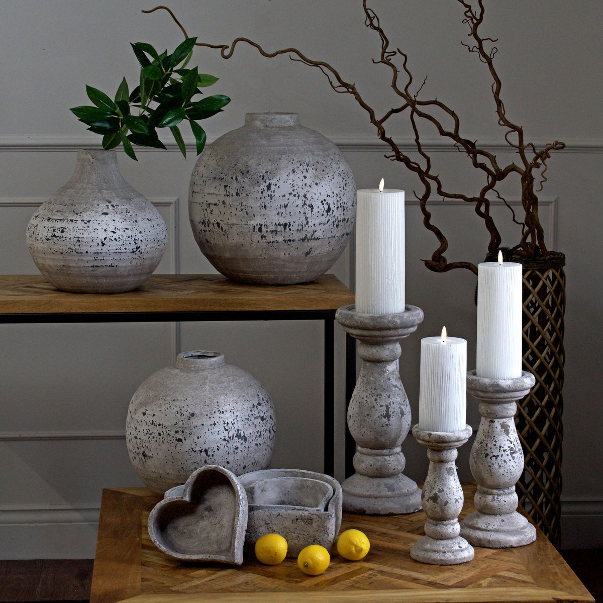 Stoneware-Look Ceramic Candlestick