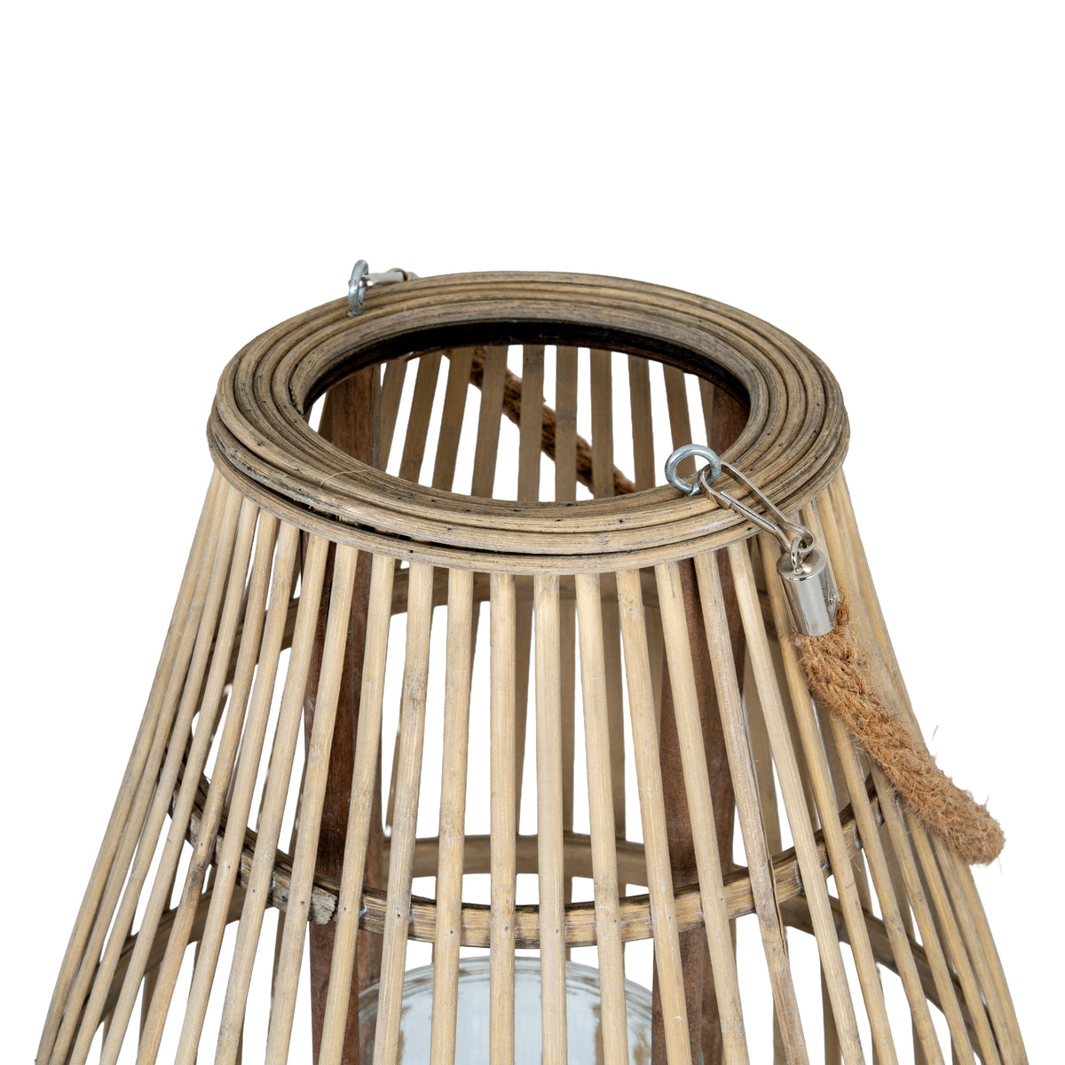 Large Ellipse Wicker Lantern With Glass Holder