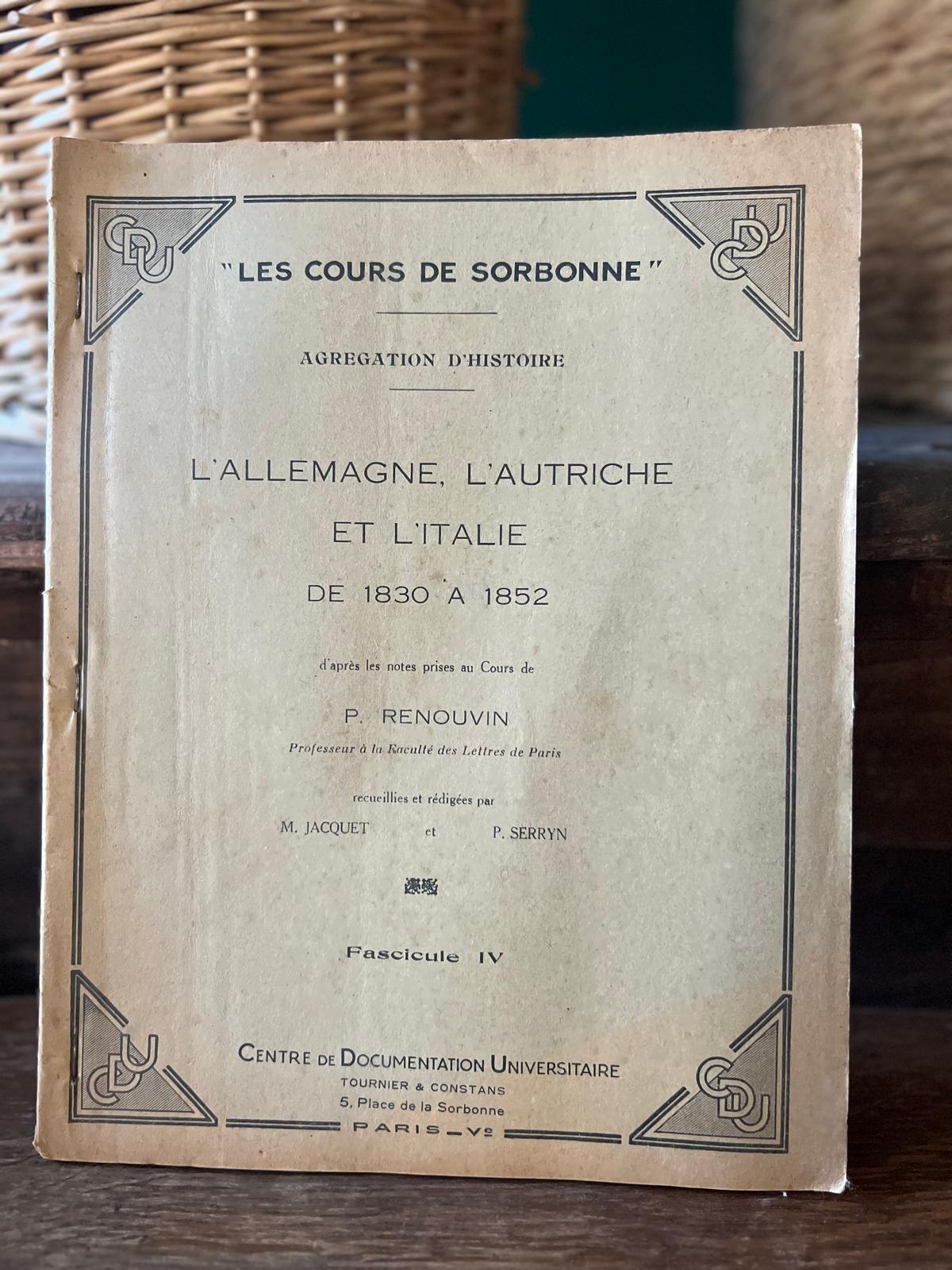 Vintage French "Les Cours de Sorbonne" History Lecture Books, 1938–1952, Set of 9