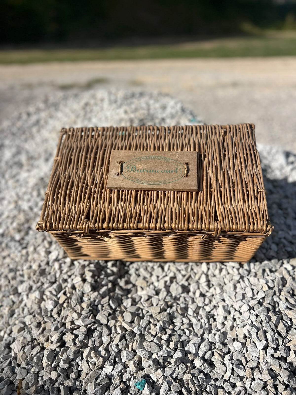 Vintage French Champagne Hamper, Barancourt Bouzy Wicker Basket