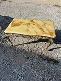 Vintage French Louis XV Style Gilt Metal Coffee Table with Onyx Top