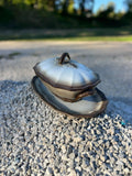 Vintage French Salins Faience Tureen, Cream Brown Glaze, Oval Platter (1950s-70s)