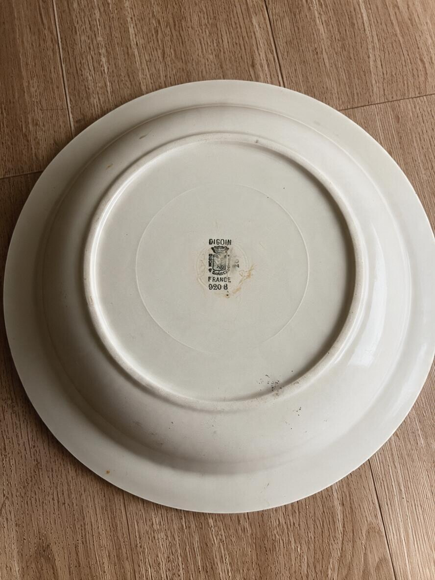 La Ferme Anglaise vintage Digoin Sarreguemines ironstone serving dish backstamp showing French maker mark