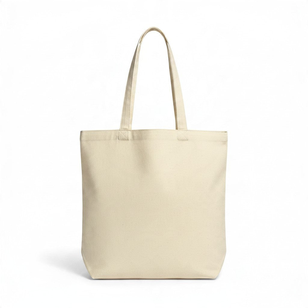 La Ferme Anglaise organic brushed cotton canvas tote bag in natural cream with long shoulder straps.